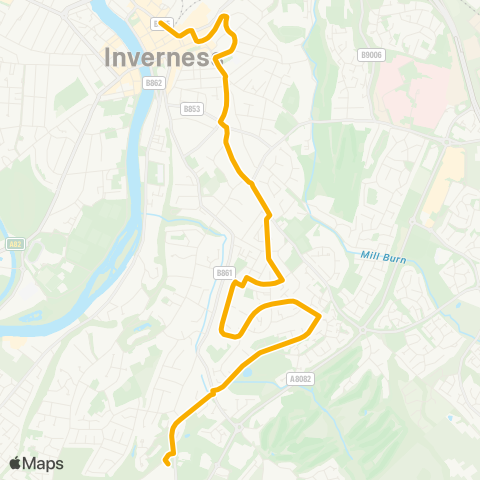 Stagecoach Bluebird Inverness Royal Academy - Queensgate map