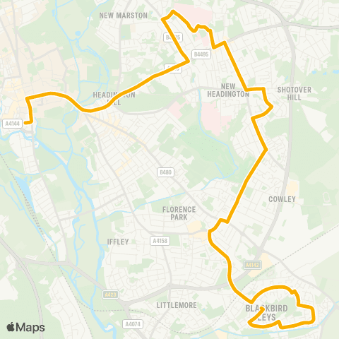 Stagecoach Oxfordshire Speedwell Street - Kersington Crescent map