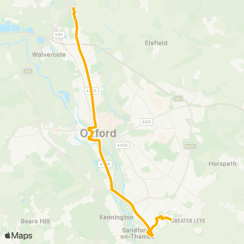 Stagecoach Oxfordshire Kassam Stadium - Oxford Parkway P&R map