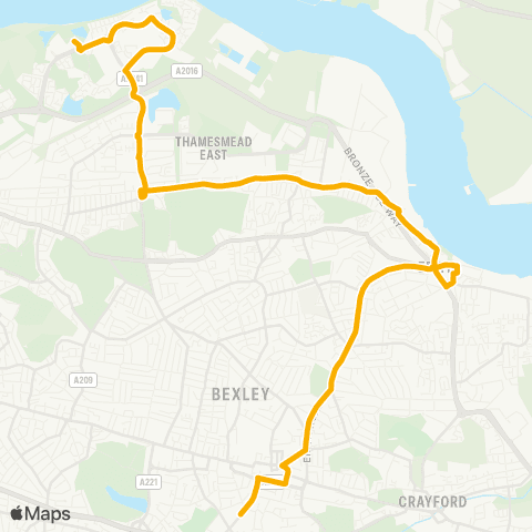 Stagecoach London Thamesmead Town Ctr - Townley Grammar Sch map