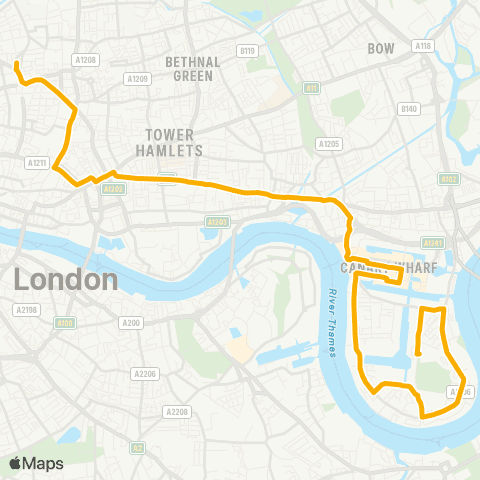 Stagecoach London Crossharbour Asda - Moorfields Eye Hosp map