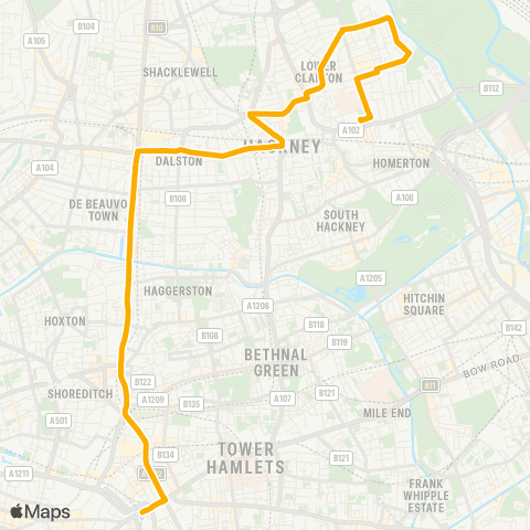 Stagecoach London Aldgate Bus Station - Homerton Hospital map