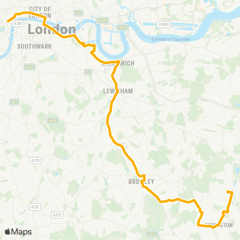 Stagecoach London Trafalgar Square / Charing Cross - St Mary Cray Sta map
