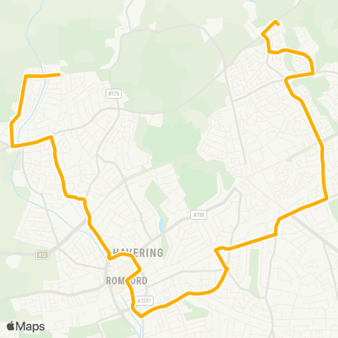Stagecoach London Havering Park - Wincanton Road Noak Hill map