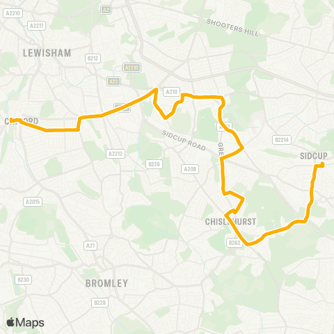Stagecoach London Sidcup Station - Catford Bridge map