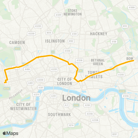Stagecoach London Bow Church - Marble Arch map