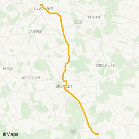 Stagecoach London Princess Royal Univ Hosp - Lewisham Sta map