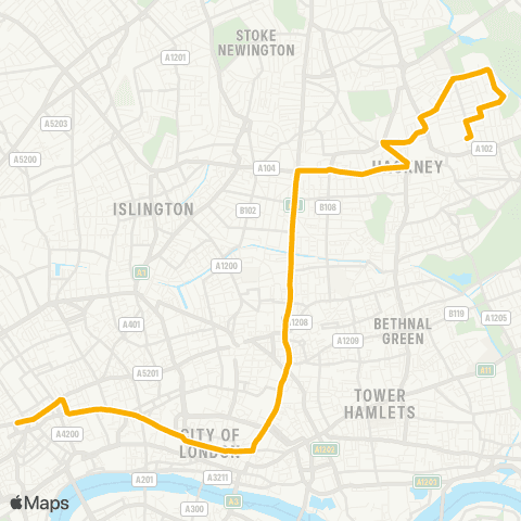 Stagecoach London New Oxford Street - Homerton Hospital map