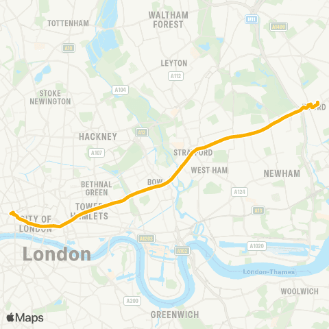 Stagecoach London Hainault Street - Holborn Circus map