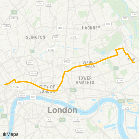 Stagecoach London Bow Church - St Giles High Street map