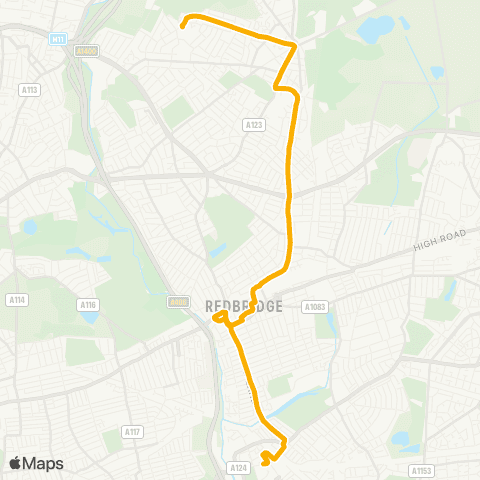 Stagecoach London Barking Town Ctr - Clayhall / The Glade map