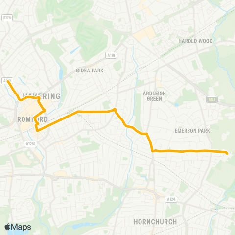 Stagecoach London Emerson Park Academy - Cedar Road (Rm5) map