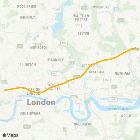 Stagecoach London Hainault St - Great Titchfield St / Oxford Circus Sta map