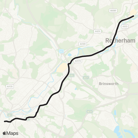 Supertram Cathedral from City Hall - Parkgate to Sheffield map