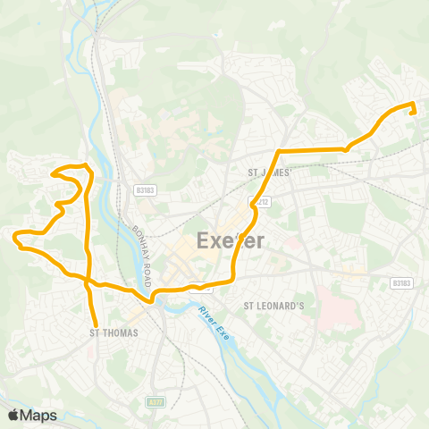 Stagecoach South West St James School - First and Last Apts map