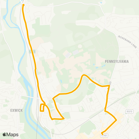 Stagecoach South West Paris Street - Cowley Bridge Roundabout map