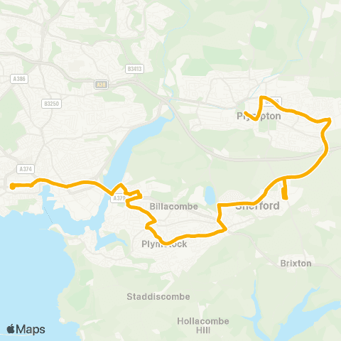 Stagecoach South West Royal Parade - Plympton Ridgeway map