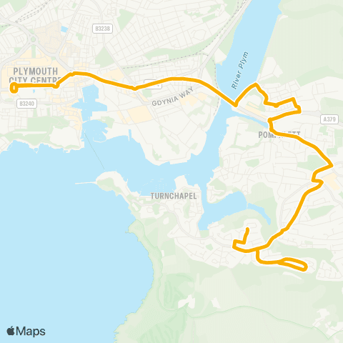 Stagecoach South West Royal Parade - Ashery Drive map