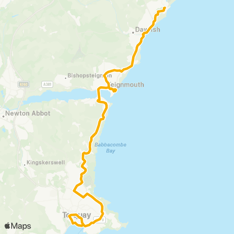 Stagecoach South West Beach Road - Cary Parade map