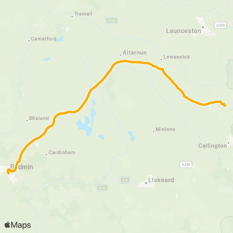 Stagecoach South West Duchy College - Bodmin General Station map