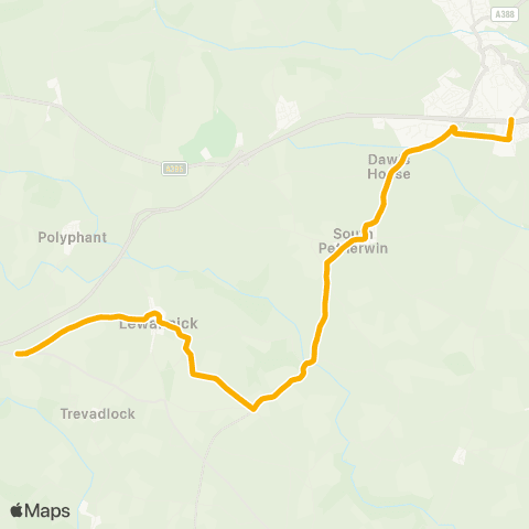 Stagecoach South West Launceston College - Meadowside map