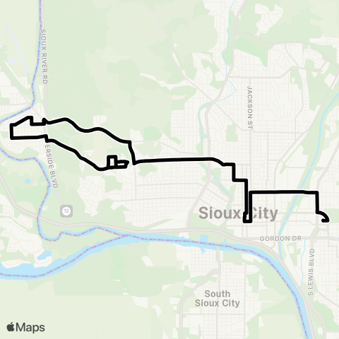 Sioux City Transit School Trips map