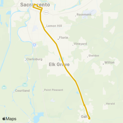 SCT Link Galt-Sacramento commuter map