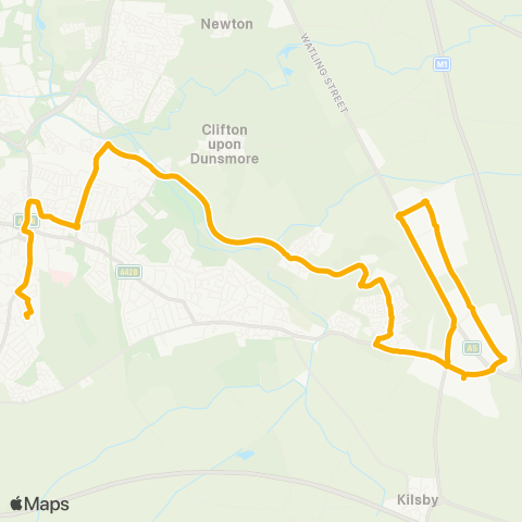 Stagecoach Midlands Celtic Way - North Street map