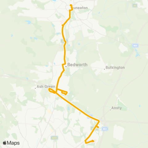 Stagecoach Midlands Upper Parade - Church map