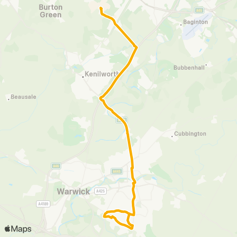 Stagecoach Midlands University Interchange - Heathcote Hosp map