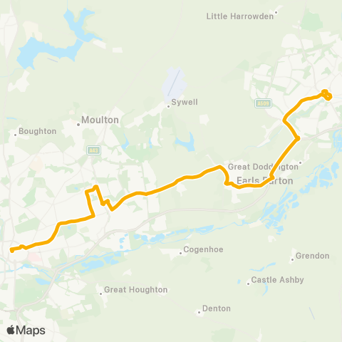 Stagecoach Midlands (Rushden) Rushden Lakes - Northampton Bus Interchange map