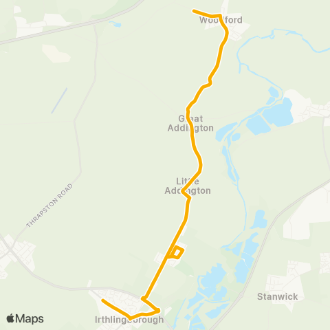 Stagecoach Midlands Huxlow School - Mill Road map