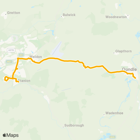 Stagecoach Midlands (Stanion) Village Hall - Prince William Sch map