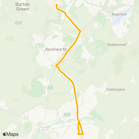 Stagecoach Midlands University Interchange - Parish Church map