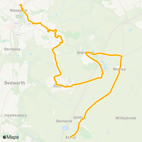 Stagecoach Midlands Riversley Road - Village Hall map