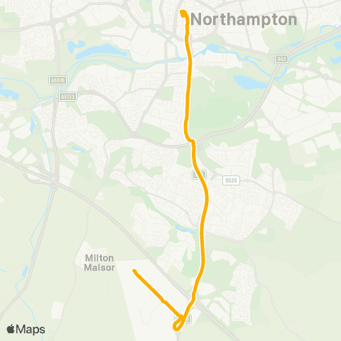 Stagecoach Midlands Segro / Yusen Logistics - Northampton Bus Interchange map