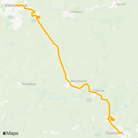 Stagecoach West Scotland Cumnock Bus Sta - Kilmarnock Bus Sta map