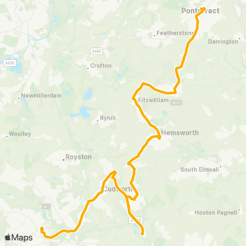 Stagecoach Yorkshire Pontefract Bus Sta - Barnsley Interchange / A12 map