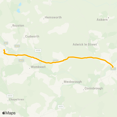 Stagecoach Yorkshire Barnsley Interchange / A19 - Doncaster Frenchgate Interchange / A11 map
