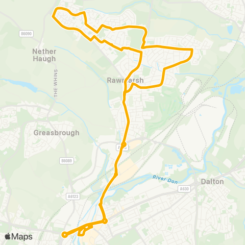 Stagecoach Yorkshire Rotherham Interchange / A5 - Rotherham Interchange / C4 map