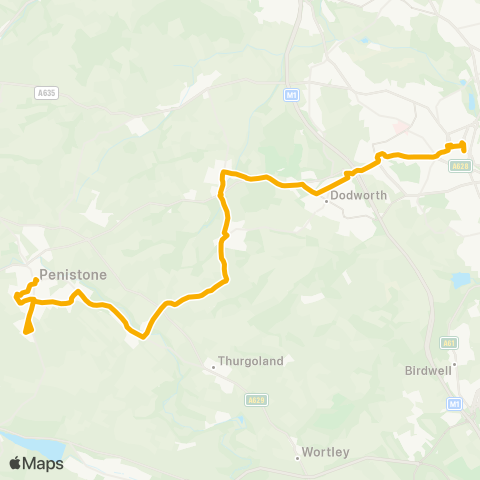 Stagecoach Yorkshire Rotherham Interchange / A8 - Firvale / Winney Hill map