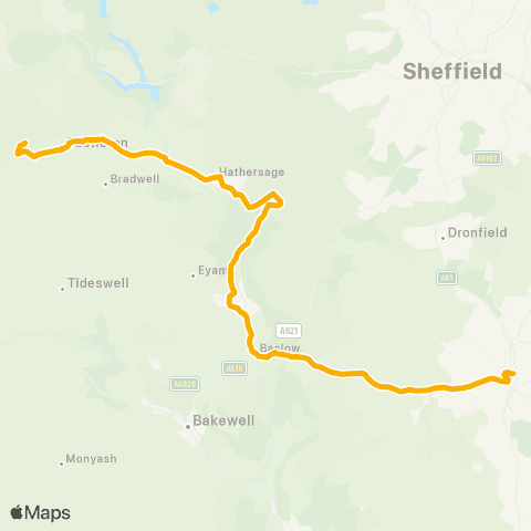 Stagecoach Yorkshire Blue John Cavern - Chatsworth House map