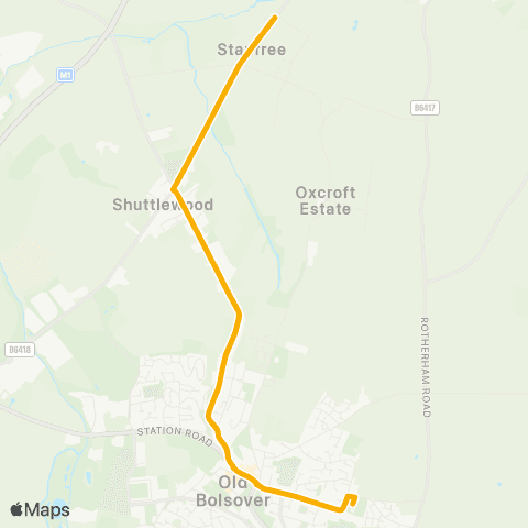 Stagecoach Yorkshire Appletree Inn - The Bolsover School map