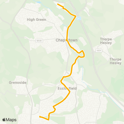 Stagecoach Yorkshire Wordsworth Av / Deerlands Av - Brookdale Rd / Brookdale Court map