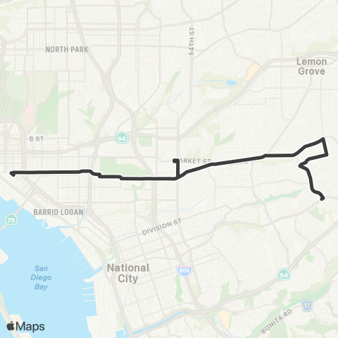 MTS 12th & Imperial Trolley - Lomita Village map