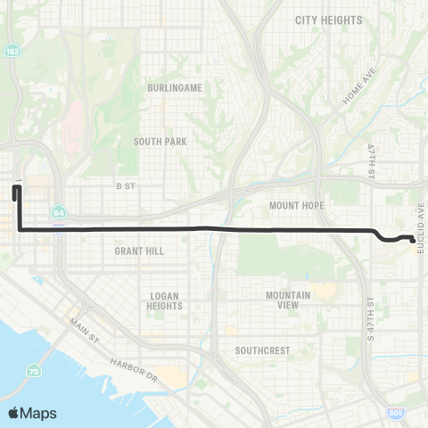 MTS Downtown SD - Euclid TC map