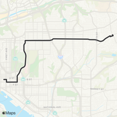 MTS Downtown SD - University / College map