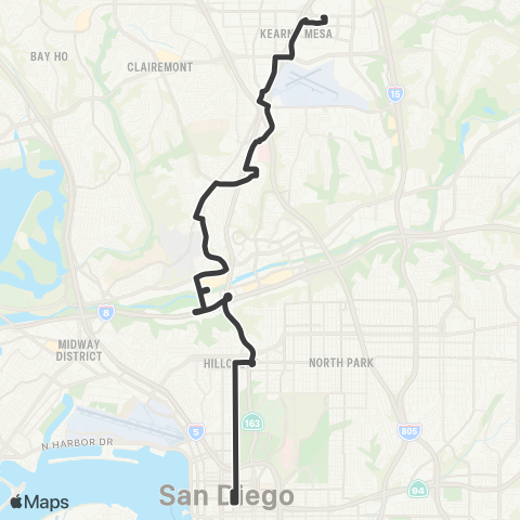 MTS Downtown SD - Kearny Mesa TC map