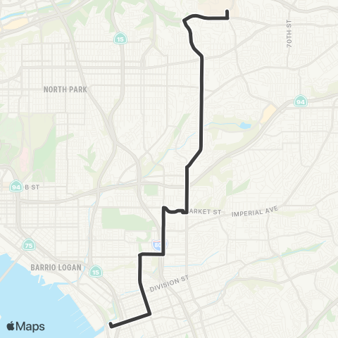 MTS National City - SDSU map