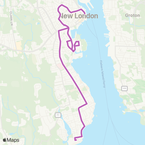 SEAT New London - Lawrence Mem Hosp & Ocean Bch map